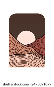 Landscape Boho Art Background. Boho Art Background. Gallery Wall Decor. Mid Century Modern Wall Art Decoration. Boho Home Decor