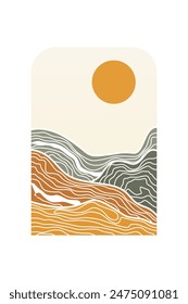Landscape Boho Art Background. Boho Art Background. Gallery Wall Decor. Mid Century Modern Wall Art Decoration. Boho Home Decor