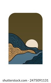Landscape Boho Art Background. Boho Art Background. Gallery Wall Decor. Mid Century Modern Wall Art Decoration. Boho Home Decor