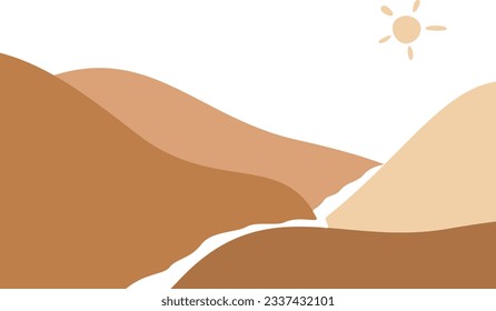 Landscape boho illustration background vector element