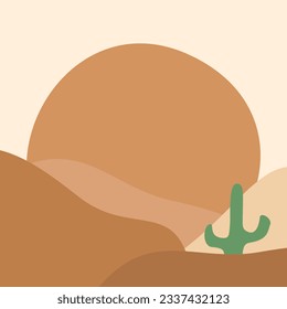 Landscape boho illustration background vector element