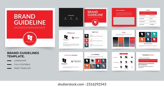 Landscape brand guideline or brand identity or brand manual template design