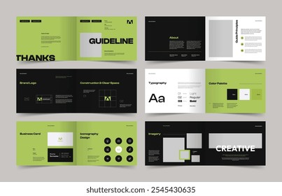 Diseño de presentación de directrices de marca de paisaje, Plantilla minimalista de guía de marca de lujo, Plantilla de folleto