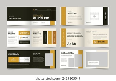 Plantilla de guías de marcas de paisaje, diseño de presentación de identidad de marca, plantilla de guías de logotipos, directrices de marca