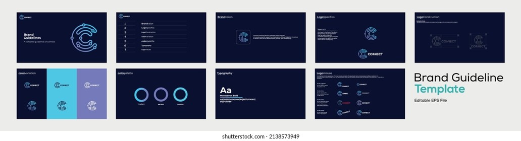 Landscape Brand Manual Template, Simple Style, And Modern Layout Brand Style, Brand Identity, Brand Guideline, Guide Book. Vector. Isolated On White Background.

