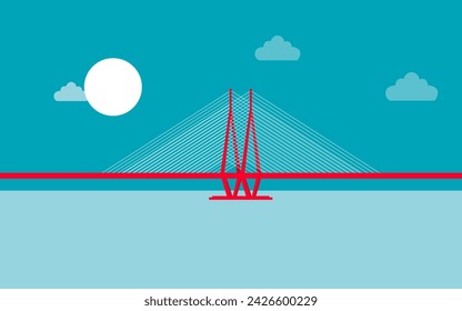 Landscape Bridge, Illustration bridge Golden Gate Bridge vector background