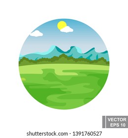 Landscape. Bright. Field. Pasture. For cows. Agriculture. For your design.