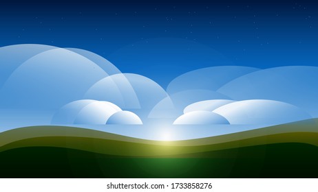 Landscape with a bright sky at evening