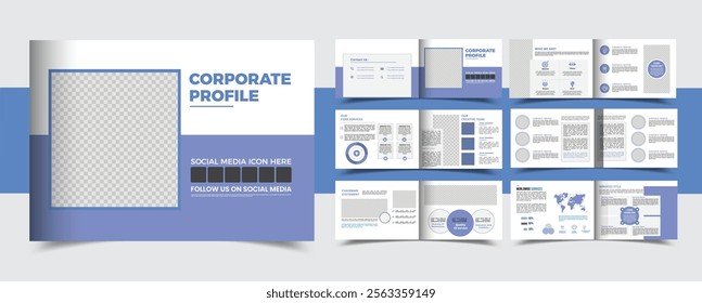 Landscape brochure design, company portfolio brochure or company profile brochure design. Corporate landscape 12 pages brochure