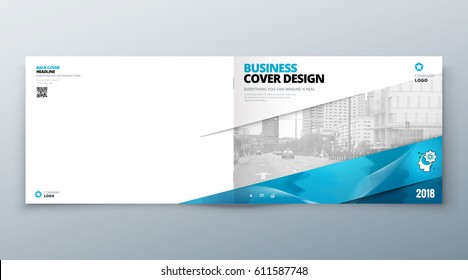Landscape Brochure Design.  Corporate Business Template For Brochure Report Catalog Magazine Book Booklet. Horizontal Layout With Modern Elements And Abstract Background. Creative Vector Concept
