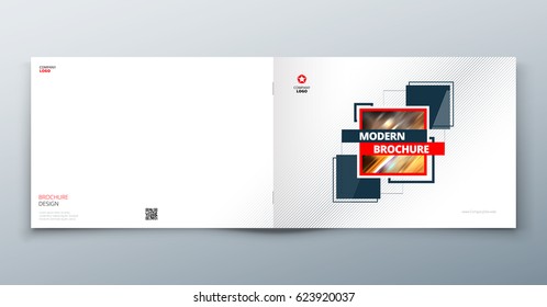 Landscape Brochure design. Corporate business template for brochure report catalog magazine book booklet. Horizontal layout with modern elements and abstract background.