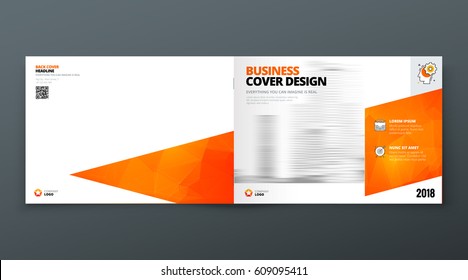 Landscape Brochure design. Orange Corporate business template for brochure report catalog magazine book booklet. Horizontal layout with modern elements and abstract background. Creative vector concept