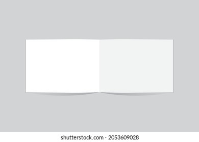 landscape brochure mock up, Top view half-fold inside blank template design, vector illustration.
