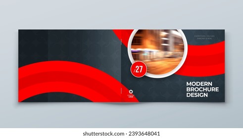 Landscape Brochure Template Layout Design Corporate Business Cover for Annual Report Catalog Magazine Flyer Mockup Creative Modern Bright Concept Circle Round Shape