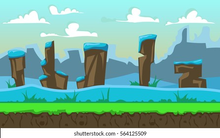  Landscape for browser and arcade games. Beautiful vector backgroun