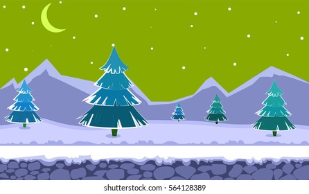  Landscape for browser and arcade games. Beautiful vector background