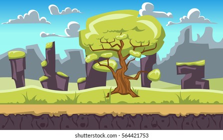  Landscape for browser and arcade games. Beautiful vector background