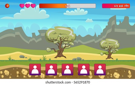  Landscape for browser and arcade games. Beautiful vector background