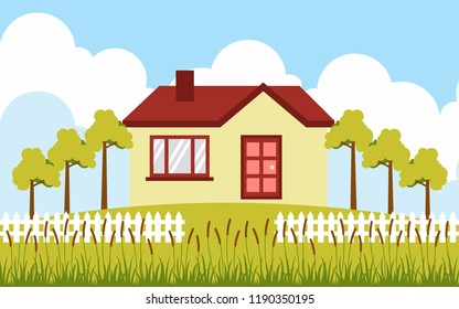 Landscape bush bulrush with green grass vector illustration design