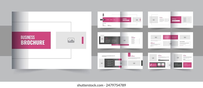 Landschafts-Geschäftsbroschürendesign, Portfolio- oder Firmenprofil-Broschürendesign mit Deckel, Rückseite und Innenseiten. Landschaft Business 12 Seiten Broschürendesign, Unternehmensprofil