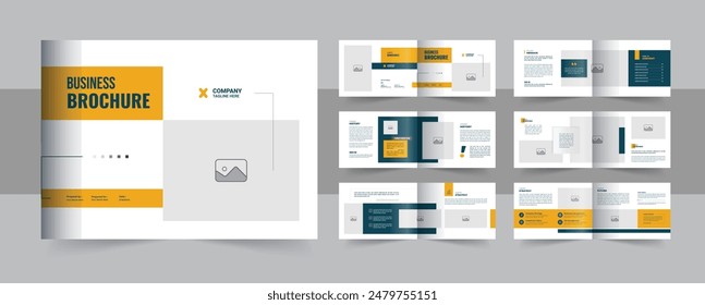 Landscape business brochure design, company portfolio brochure or company profile brochure design. corporate business booklet design, modern layout bifold brochure, annual report template