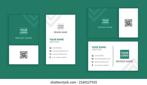 Landscape Business Card Modern Creative and Clean Two sided Business Card Template. Green, and white color. Contact card for company and corporate identity. Isolated Background Vector illustration.