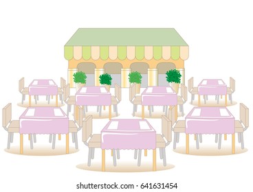 Landscape of cafeteria / Vector image of commercial facilities
