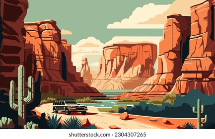 The landscape of Canyonlands National Park, Utah, USA, vector illustration