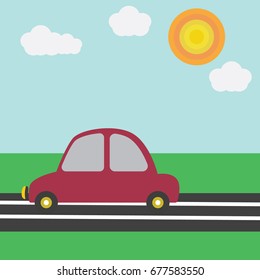 landscape with car. summer trip