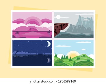 landscape cartoon nature banner design
