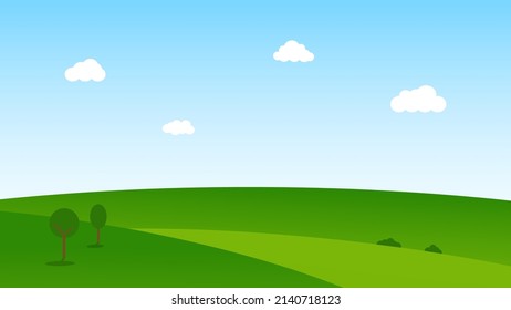 Landscape Cartoon Scene Green Hills White Stock Vector (Royalty Free ...