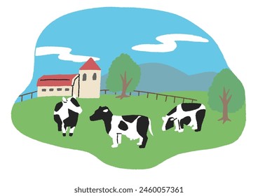 Landscape of cattle grazing on a pasture