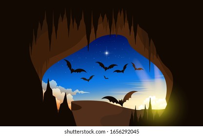 landscape of cave and cliff in the morning 