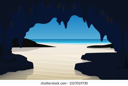 landscape of cave on the beach