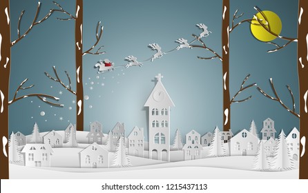 landscape of Christmas and happy new year with celebration. vector illustration