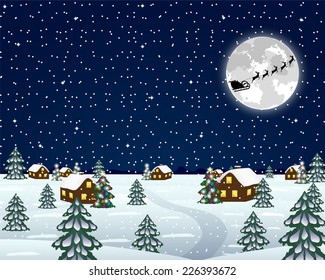 Landscape in the Christmas night 