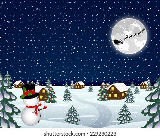 Landscape in the Christmas night 