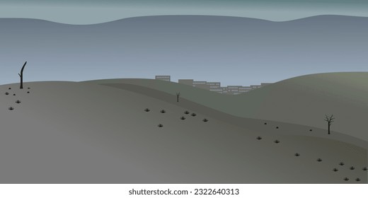The landscape with the city was abandoned and left lifeless.