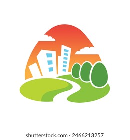 landscape city abstract modern logo