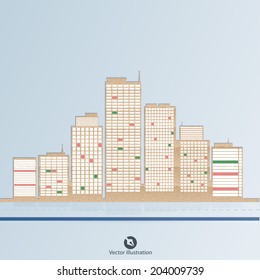 Landscape city background. Vector