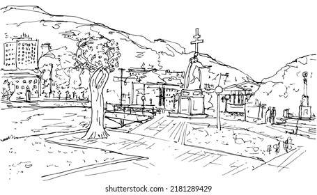 The landscape of the city center of Petropavlovsk-Kamchatsky - Sculptural composition "Tree of Love" on Alleys of Friendship, monument Holy Apostles Peter and Paul, Lenin Square. Kamchatka, Russia