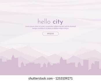 Landscape city and mountains. Minimalistic vector image