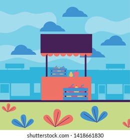 landscape city urban fruits tropical booth market