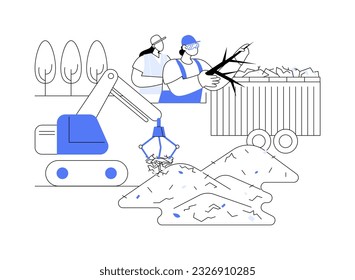 Landscape cleanup abstract concept vector illustration. Group of contractors deals with debris removal, land clearing, exterior works, landscaping construction process abstract metaphor.