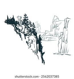 landscape cliff bay sea nature japanese chinese vector design background elements