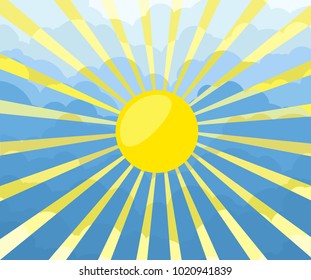 Landscape with clouds and sun.
