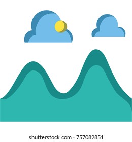landscape with clouds with sun and natural mountains