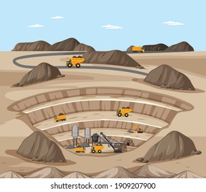 Landscape Of Coal Mine Illustration