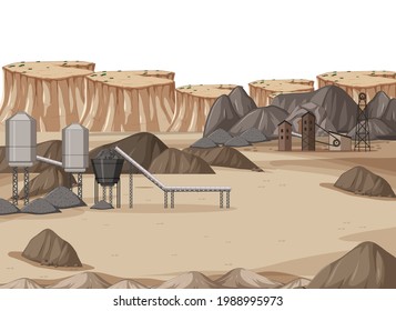Panorama de la industria de la minería del carbón en la ilustración diurna