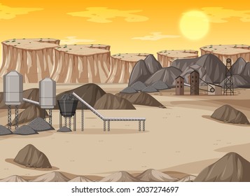 Landscape of coal mining industry at daytime illustration